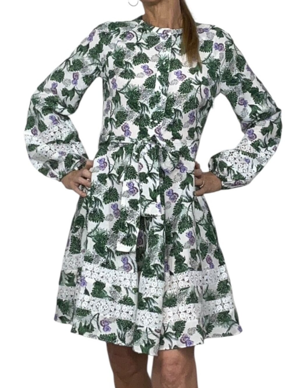 Maje Roman Floral Print Woven Mini Dress 36 US 4 Linen Blend - Picture 16 of 16